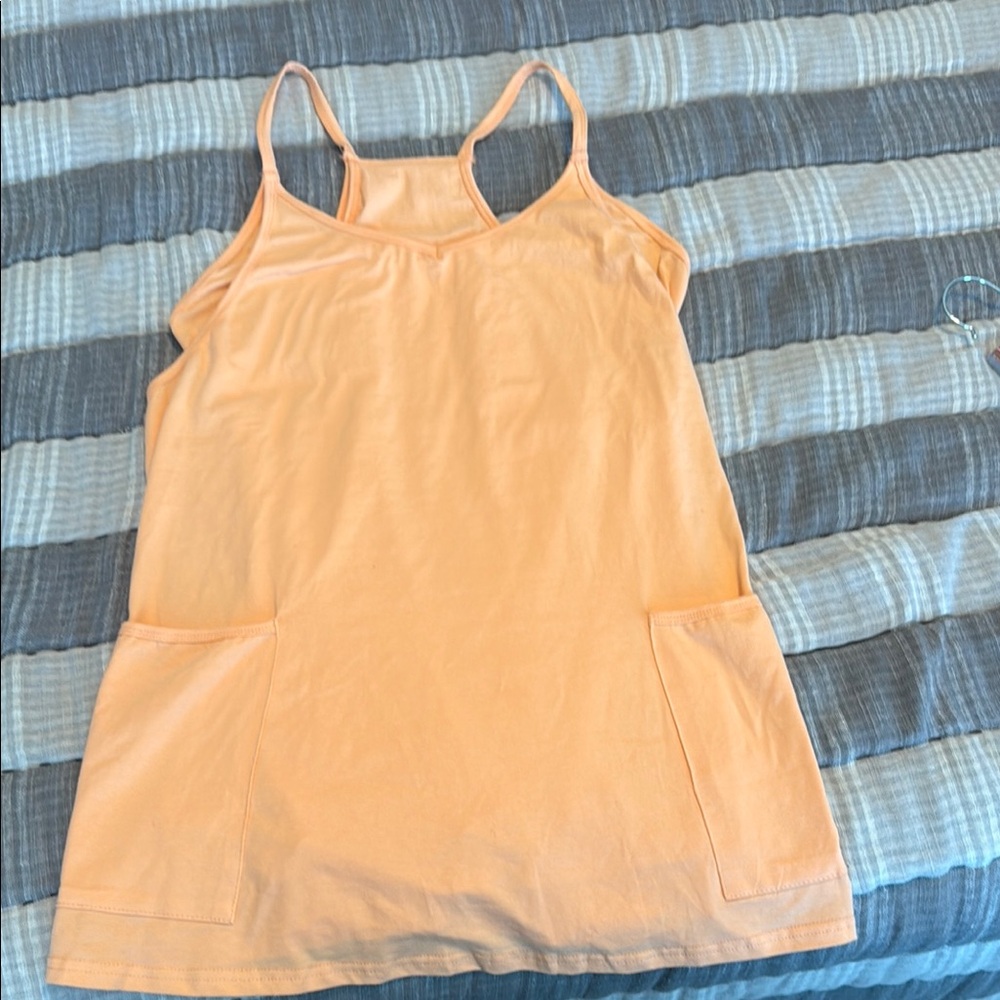 Peach Sleeveless Dress with Pockets